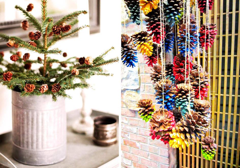 Decorar con piñas la navidad