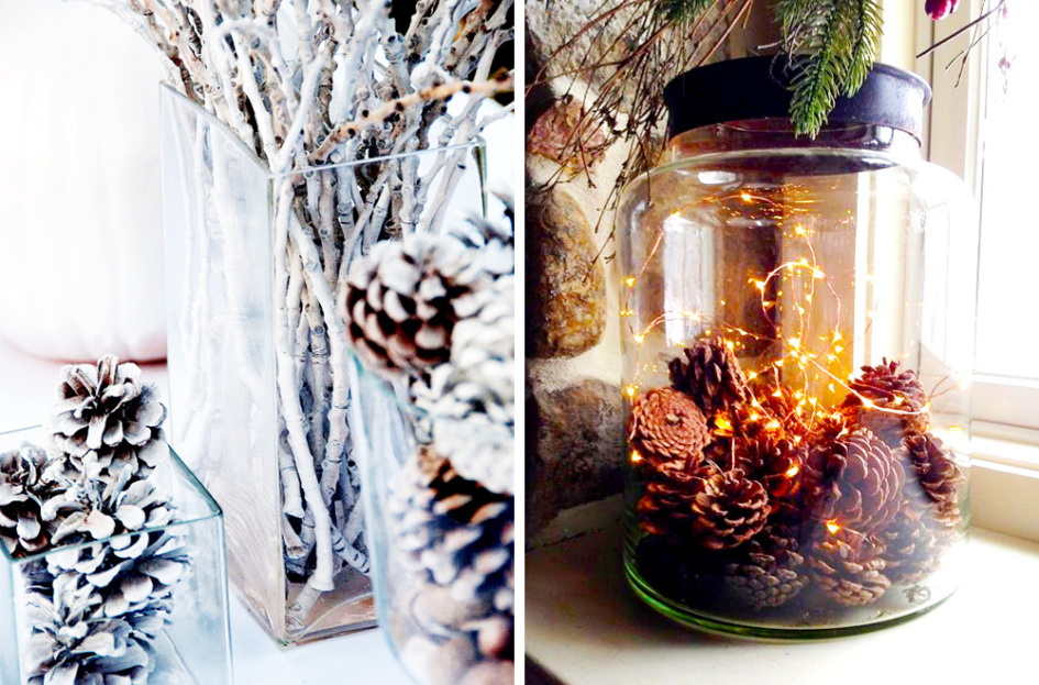 Decorar con piñas la navidad