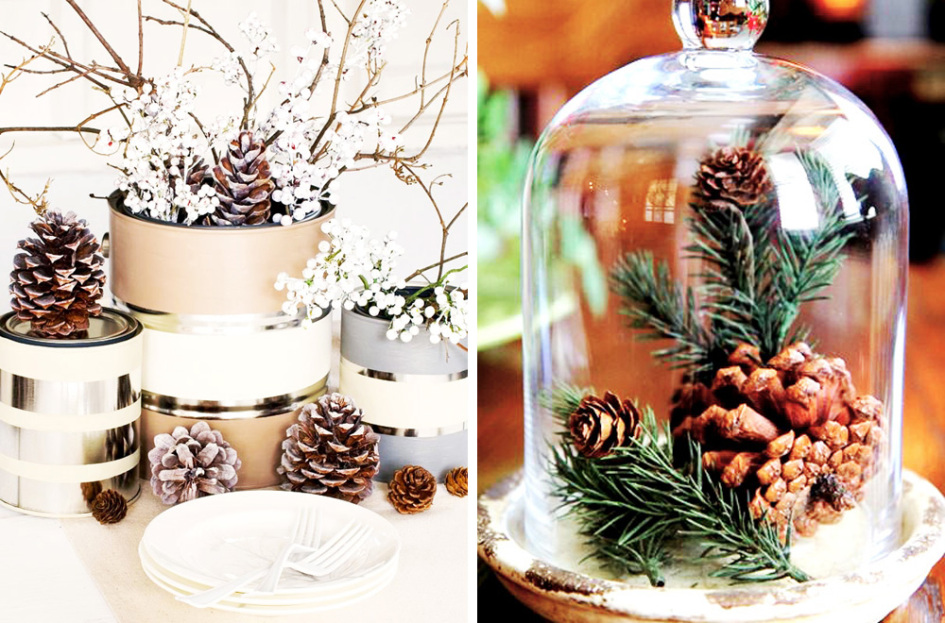 Decorar con piñas la navidad