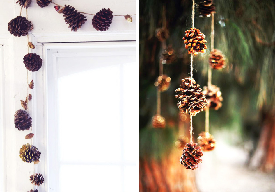 Decorar con piñas la navidad