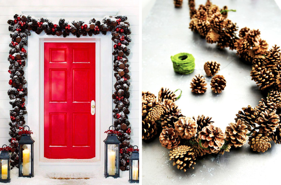 Decorar con piñas la navidad