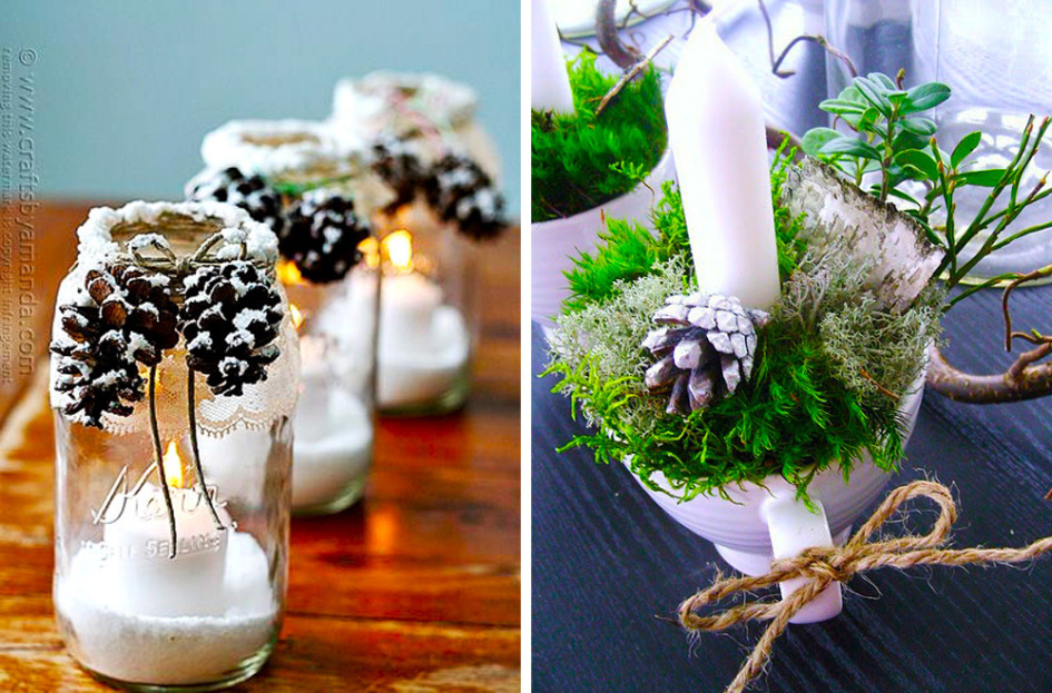 Decorar con piñas la navidad