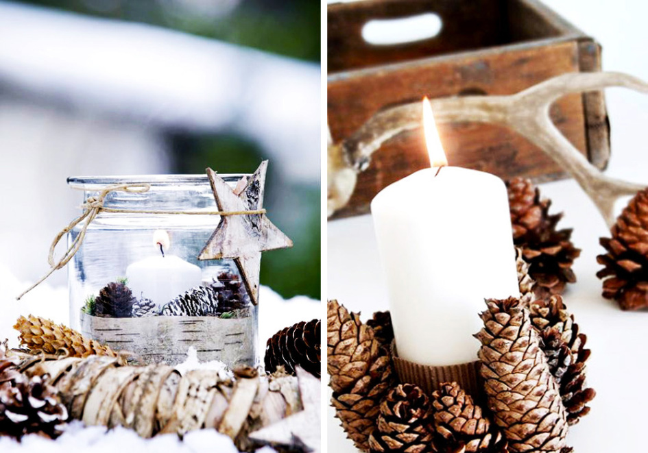 Decorar con piñas la navidad