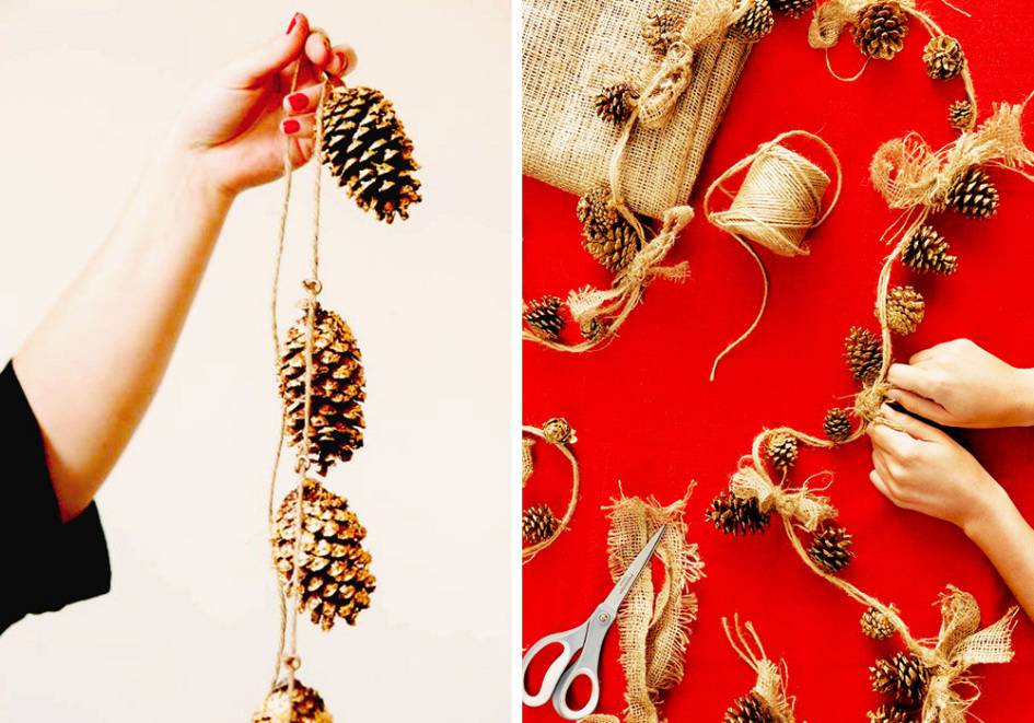 Decorar con piñas la navidad